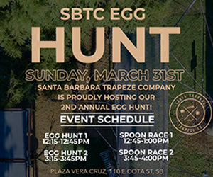 SB News article for Santa Barbara Trapeze Free Egg Hunt Event